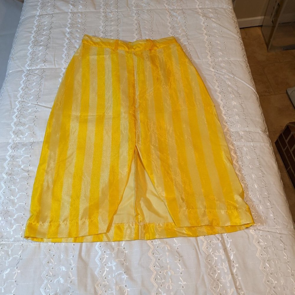 Anthropologie Tach Clothing Miro Midi Skirt Yellow Striped "Sample"  - size XS